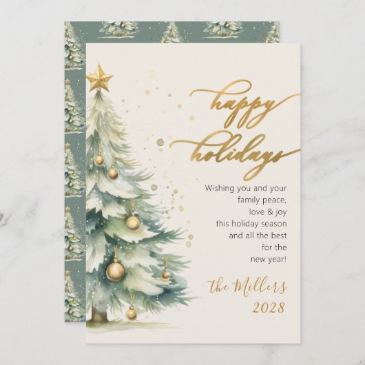 Prettige feestdagen Gouden Script kerstboom Feestdagenkaart (Voorkant / Achterkant)
