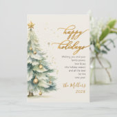 Prettige feestdagen Gouden Script kerstboom Feestdagenkaart (Staand voorkant)