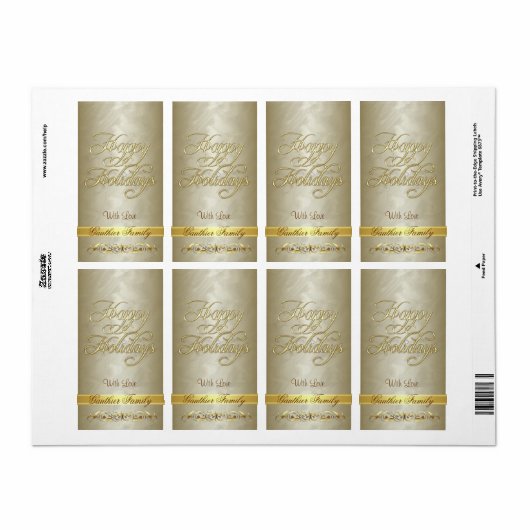 Prettige feestdagen Gouden Scroll Etiket (Full Sheet)