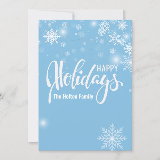 Prettige feestdagen gouden sneeuwvlokken en orname kaart (Voorkant)