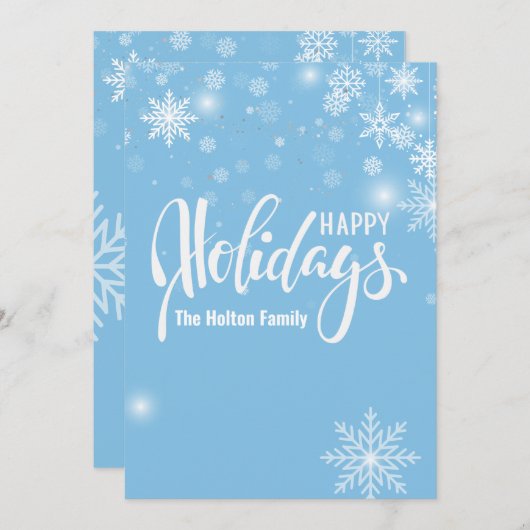 Prettige feestdagen gouden sneeuwvlokken en orname kaart (Voorkant / Achterkant)