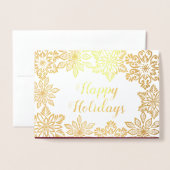 Prettige feestdagen Gouden sneeuwvlokken Folie Kaarten (Voorkant met envelop)