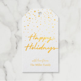 Prettige feestdagen Gouden sterren Confetti Modern Cadeaulabels