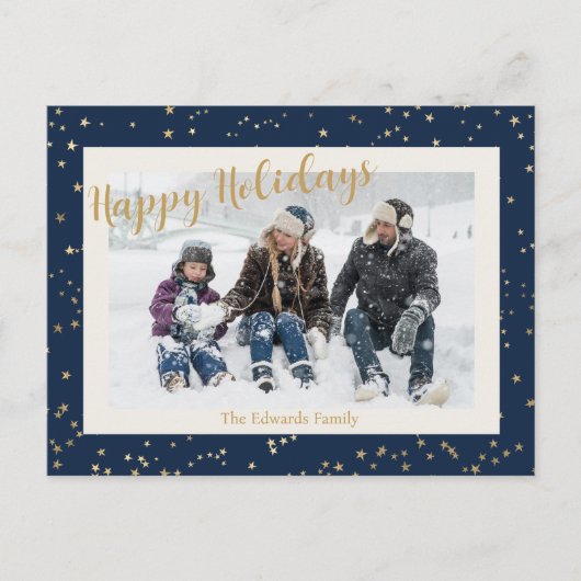 Prettige feestdagen Gouden Sterren Grensfoto (Voorkant)