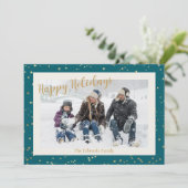 Prettige feestdagen Gouden Sterren Grensfoto Feestdagenkaart (Staand voorkant)