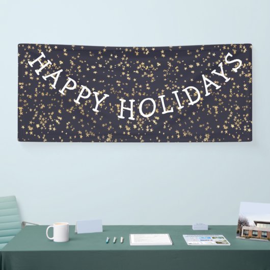 Prettige feestdagen Gouden Sterren Navy Blue Chris Spandoek (Beurs)