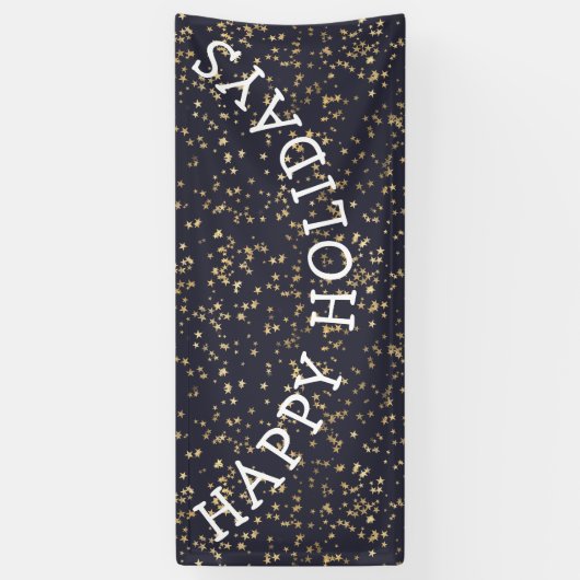 Prettige feestdagen Gouden Sterren Navy Blue Chris Spandoek (Verticaal)