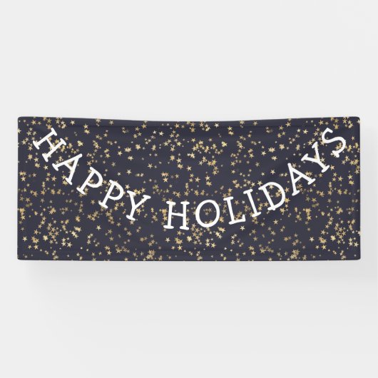 Prettige feestdagen Gouden Sterren Navy Blue Chris Spandoek (Horizontaal)