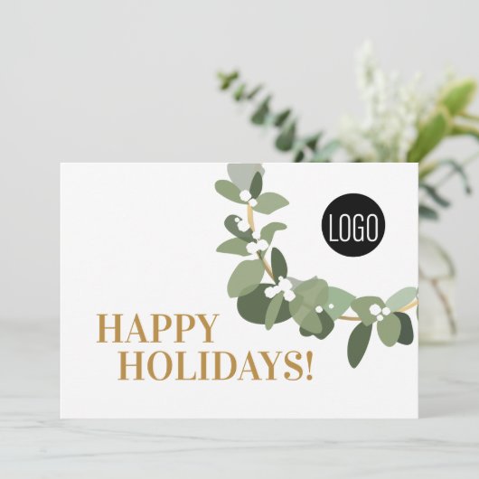 Prettige feestdagen Gouden tint Moderne krans Uw L Feestdagenkaart (Staand voorkant)