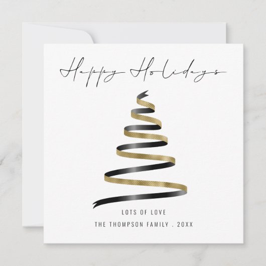 Prettige feestdagen Gouden zwarte boom foto Kerstm Notitiekaartje (Voorkant)