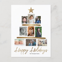 prettige feestdagen goudkerstboomfotocollage