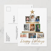 prettige feestdagen goudkerstboomfotocollage (Voorkant / Achterkant)