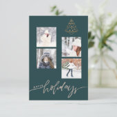 prettige feestdagen goudkerstboomfotocollage kaart (Staand voorkant)