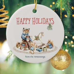Prettige feestdagen Granny Children Waterverf Anim Keramisch Ornament