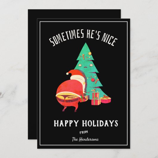 Prettige feestdagen Grappig? begroeting Naughty Sa Feestdagenkaart (Voorkant / Achterkant)