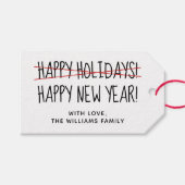 Prettige feestdagen Grappig Late Cadeaulabel (Voorkant (Horizontaal))