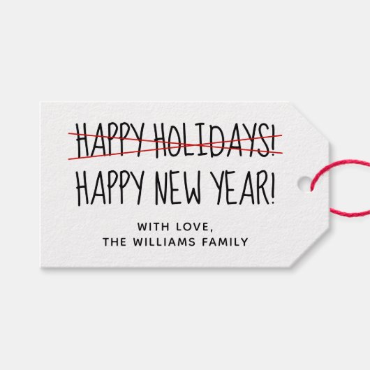 Prettige feestdagen Grappig Late Cadeaulabel (Voorkant (Horizontaal))