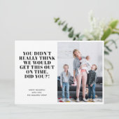 Prettige feestdagen Grappig Late Feestdagenkaart (Staand voorkant)