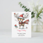 Prettige feestdagen Grappig rendier in een Santa H Briefkaart (Staand voorkant)