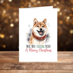 Prettige feestdagen Grappig Shiba Inu Dog Christma Kaart