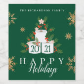 Prettige feestdagen Grappig toiletpapier kerstboom Wijn Etiket (Enkel label)
