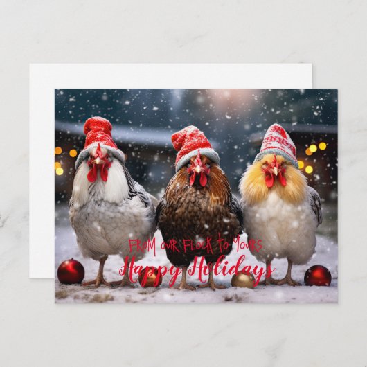 Prettige feestdagen Grappige achtertuin kippen ker Briefkaart (Voorkant / Achterkant)
