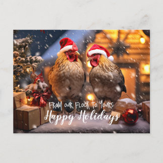 Prettige feestdagen Grappige achtertuin kippen ker Briefkaart