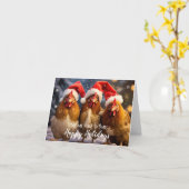 Prettige feestdagen Grappige achtertuin kippen ker Kaart (Gele Bloem)