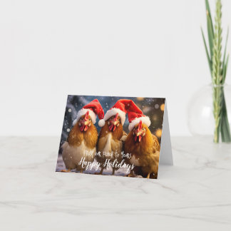 Prettige feestdagen Grappige achtertuin kippen ker Kaart