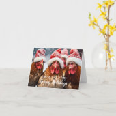 Prettige feestdagen Grappige achtertuin kippen ker Kaart (Gele Bloem)