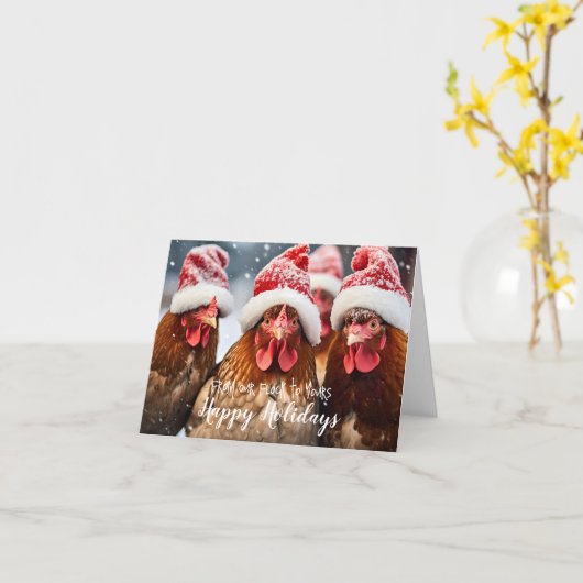 Prettige feestdagen Grappige achtertuin kippen ker Kaart (Gele Bloem)