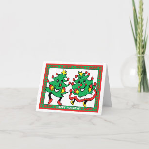 Prettige feestdagen Grappige dansende kerstbomen Kaart