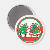 Prettige feestdagen Grappige dansende kerstbomen Magneet (Voorkant / Achterkant)