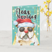 Prettige feestdagen Grappige Engelse bulldog in he Kaart (Gele Bloem)