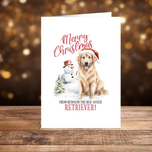 Prettige feestdagen Grappige golden retriever kers Kaart