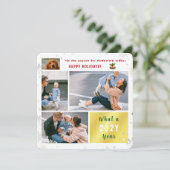 Prettige feestdagen Grappige Hond Kat 4 Foto's Feestdagenkaart (Staand voorkant)