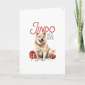 Prettige feestdagen Grappige Jindo hond Kerstmis (Voorkant)