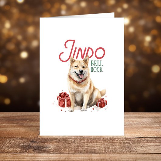 Prettige feestdagen Grappige Jindo hond Kerstmis Kaart
