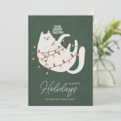 Prettige feestdagen Grappige kat kerstverlichting  Feestdagenkaart (Staand voorkant)