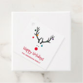 prettige feestdagen grappige kerstrendier wit bedankjes labels (In situ)