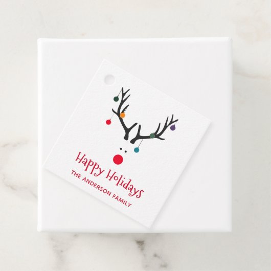 prettige feestdagen grappige kerstrendier wit bedankjes labels (In situ)