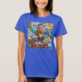 Prettige feestdagen Grappige Moose Skiing T-shirt (Voorkant)