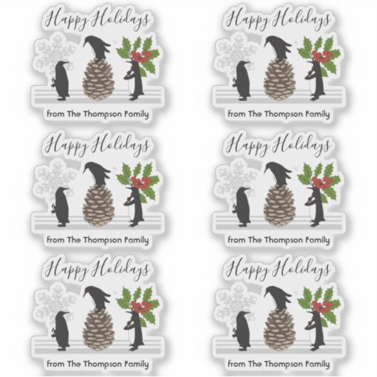 Prettige feestdagen Grappige pinguïn kerstlabels Sticker (Voorkant)