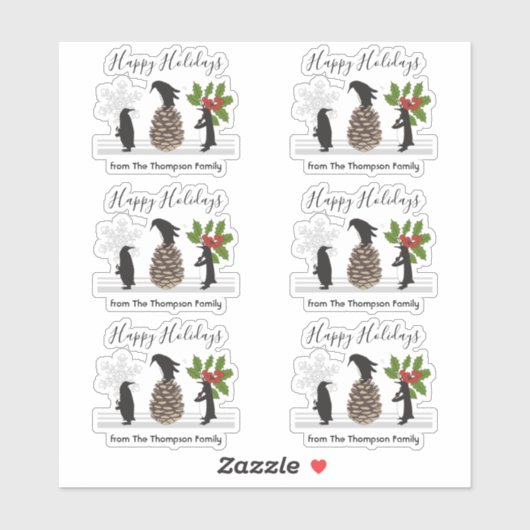 Prettige feestdagen Grappige pinguïn kerstlabels Sticker (Vel)