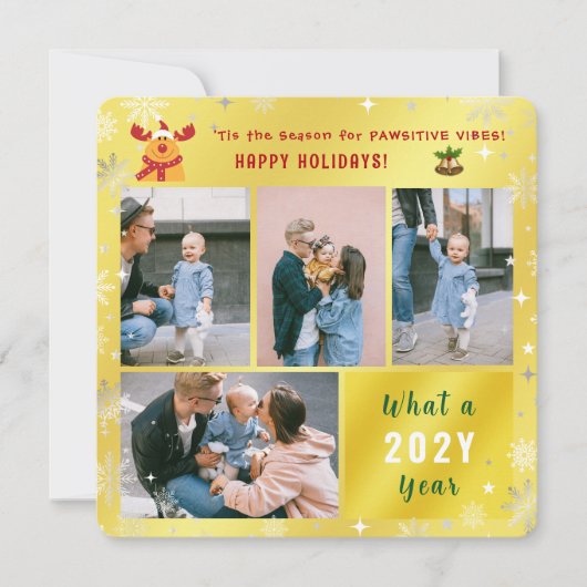 Prettige feestdagen Grappige Rudolph Fotocollage Feestdagenkaart (Voorkant)