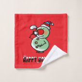 Prettige feestdagen (grappige sneeuwpop) bad handdoek (Wasdoekje)