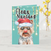 Prettige feestdagen Grappige Yorkie Santa in het l Kaart (Gele Bloem)