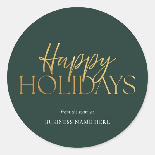 Prettige feestdagen Green Gold Business Christmas Ronde Sticker (Voorkant)