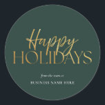 Prettige feestdagen Green Gold Business Christmas Ronde Sticker<br><div class="desc">Prettige feestdagen Zakelijk Kerst sticker</div>