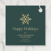 Prettige feestdagen Green Gold Modern Snowflake No Bedankjes Labels (Achterkant)